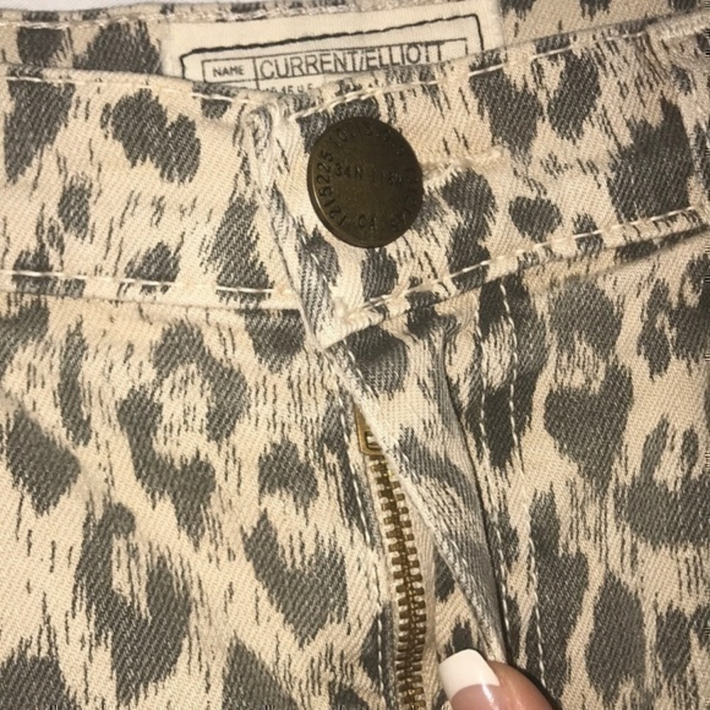 Current/Elliott The Stiletto Leopard Denim Mini Skirt Size 24 - Picture 5 of 8